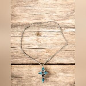 Silver and Blue Pendant Necklace